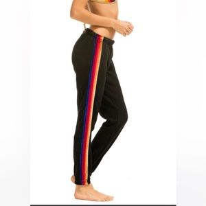 Aviator nation 5 velour stripe sweatpant